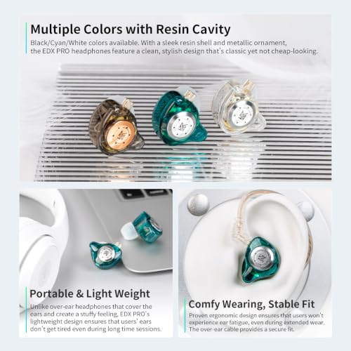 Image of keephifi KZ EDX Pro in-Ear Monitor Headphones, IEM Earphones, Dual DD HiFi Stereo Sound Earphones Wired Noise Cancelling Earbuds(White,No Mic)