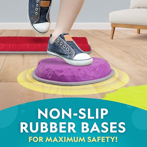 National Geographic Kids Stepping Stones & Balance Beams – 12 Piece Obstacle Course for Kids Ages 3+ with Foam Dice, Play & Learn Cards, Non-Slip Rubber Base, Toddler Indoor & Outdoor Active Play Set - Image 5