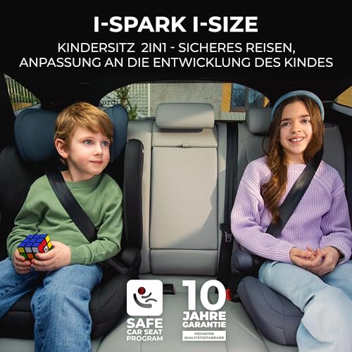 Kinderkraft-I-SPARK-I-Size-Babyautositz-Gruppe-23-100-150-cm-von-35-bis-12-Jahre-15-bis-36-kg-leicht-45-kg-3-Punkt-Sicherheitsgurt-Seitenschutz-Grun