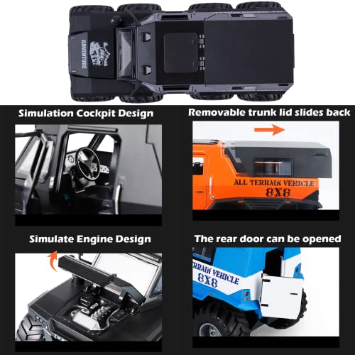 Fesvasdee Truck Toy 8X8 Off-Road Refitted Model Adventure Suv Car 1/24 Scale Monster Trucks Pickup Diecast Metal Model Cars With Sound And Light For Kids Age 3 Year And Up Black #TOP1