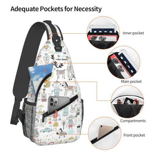Mochila bandolera con estampado animal para senderismo miniatura 4