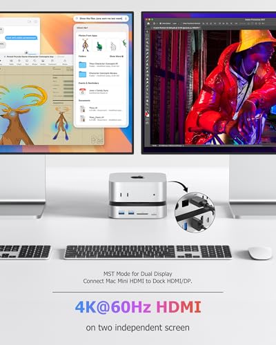 Image of Mac mini M4 Dock with NVMe SSD Enclosure, Docking Station Dual Monitor for Mac mini M4 /M4 Pro, 6-Port USB-C Hub with 4K60Hz HDMI, DisplayPort, SD /TF Card Reader, 10Gbps USB-A