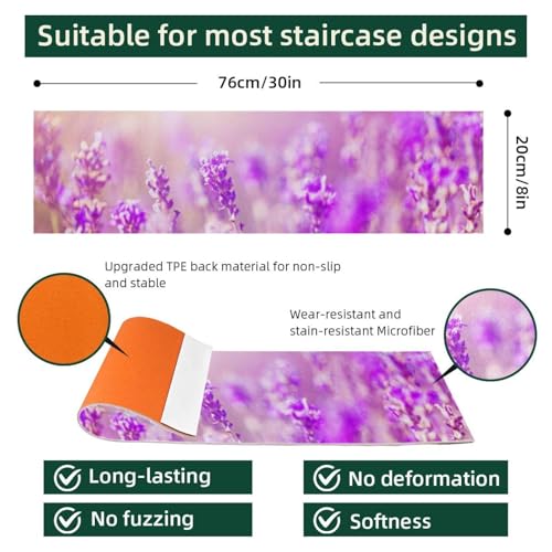 Alfombrillas antideslizantes para escaleras sin residuos lavanda para niños 3