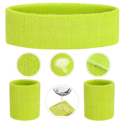 Image of ONUPGO Sweatband Set Sports Headband Wrist Striped Sweatbands Terry Cloth Wristband Athletic Exercise Basketball Wrist Sweatband and Headbands Moisture Wicking Sweat Absorbing Head Band