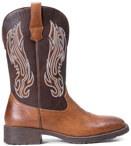 Image of Jousen Cowboy Boots for Men Embroidery Men's Western Boots Retro Square Toe Mens Boot Botas Vaqueras Para Hombre