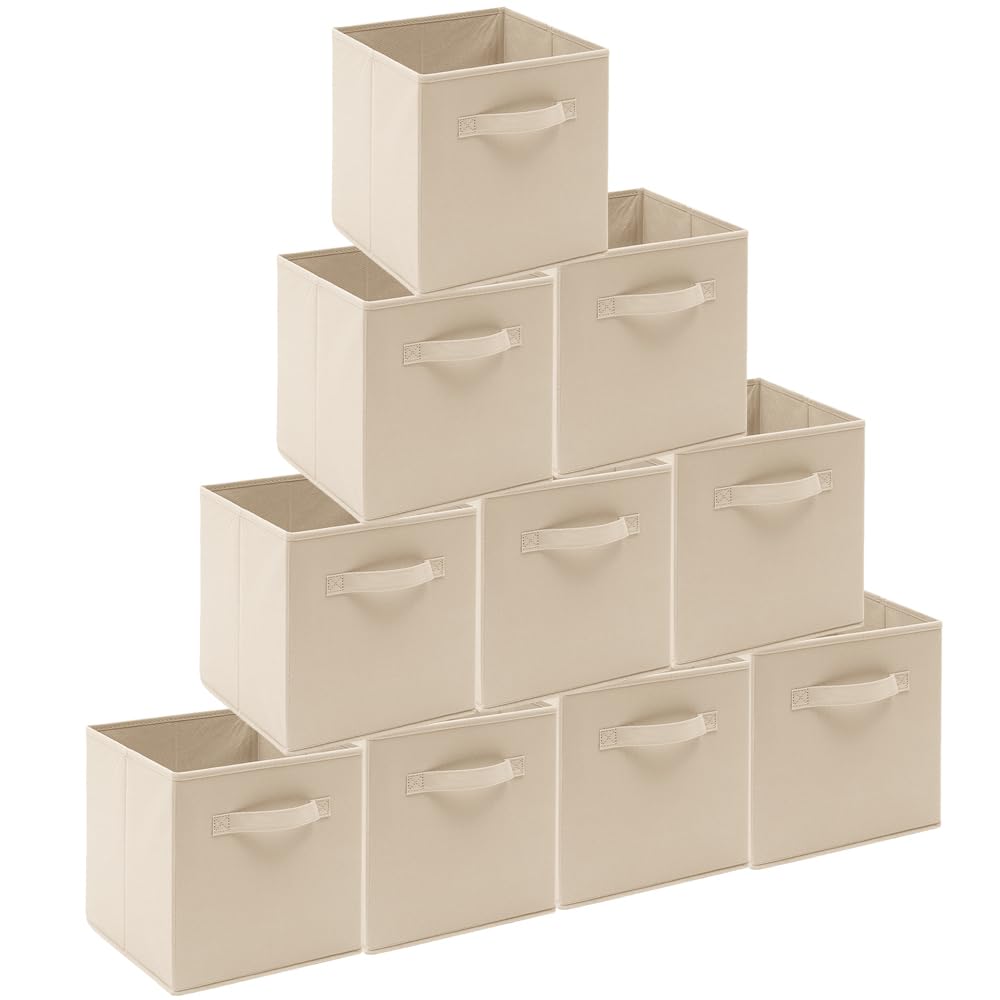 BonChoice 10Pcs Foldable Storage Cubes Boxes with Handle for Home Organization, Fabric Wardrobe Storage Box Organizer Basket Bins for Clothes Toys Towels, Collapsible&Durable — image 1
