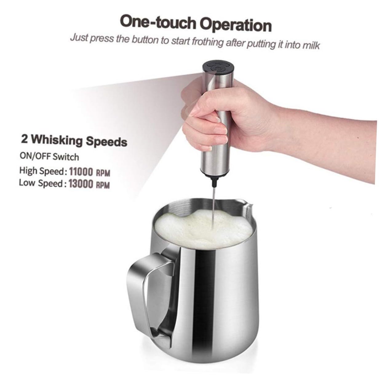 Acciaio Inox Montalatte Elettrico Argento Portatile per Cappuccino