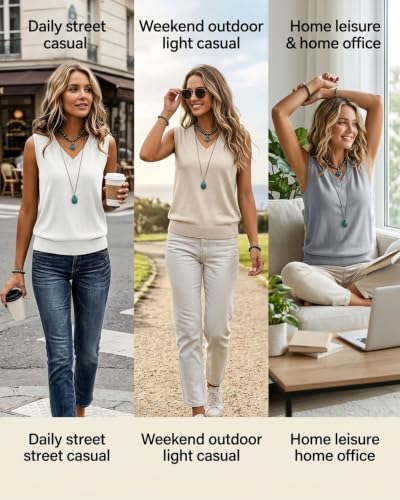 JZANHGAS Sweater Vest Women V Neck Sleeveless Knitted Sweaters Vest Tops - image 7