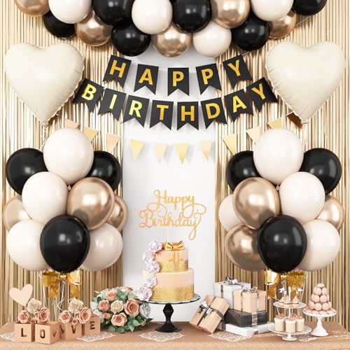 Image of Black Gold Birthday Decorations,Birthday Balloons Set