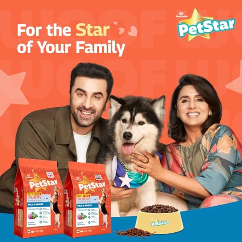 Image of Mankind PetStar Puppy Dry Dog Food, 28% High Protein, Milk & Wheat Flavor, 1 kg | Complete Nutrition for Puppies | Puppy Dog Food