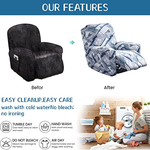 Image of Eco-Ancheng Recliner Slipcovers 4-Pieces Lazyboy Recliner Covers Recliner Couch Covers Recliner Chair Cover Non Slip Reclining Slipcovers with Storage Pockets Furniture Protector for Living Room