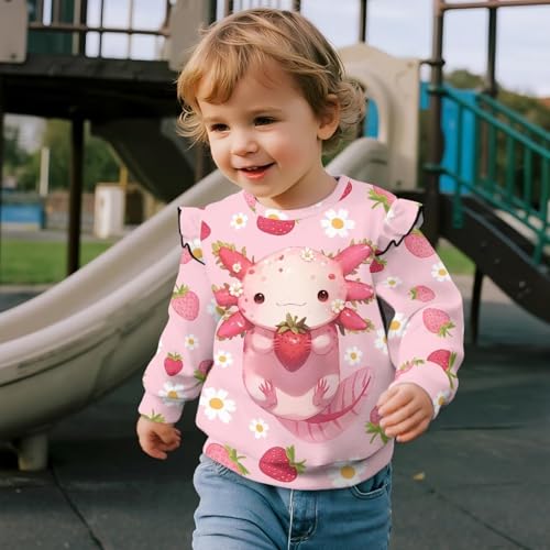 Girls Crewneck Sweatshirts Fall Ruffle Long Sleeve Sports Sweatshirts Pullover Tops for Daily Dance3