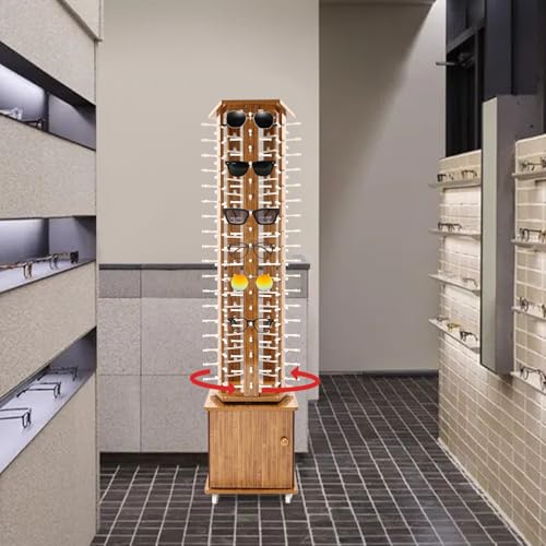 AKaSping Glasses Holder 90 Pairs Sunglasses Rack Rotating Glasses Display Stand with Wheels & Storage Cabinet Mobile Eyeglasses Holder Floor-standing Eyewear Organizer