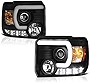 VIPMOTOZ [For 2014-2018 GMC Sierra 1500 2500HD 3500HD Non-LED DRL Model] OLED Neon Tube Black Projector Headlight Headlamp Assembly, Driver & Passenger Side