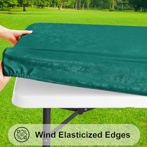 Image of Smiry Heavy Duty Vinyl Fitted Tablecloths for 6 Foot Rectangle Tables