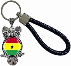 Ghana Flag Keychain Keepsake Gift Owl Keychain for Men Women Ghana 18CM (7.09")