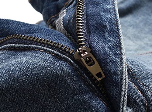 Maiyifu-GJ Men's Ripped Slim Tapered Leg Jeans Knee Holes Ankle Zipper Denim Pencil Pants Skinny Destroyed Jean Trousers3