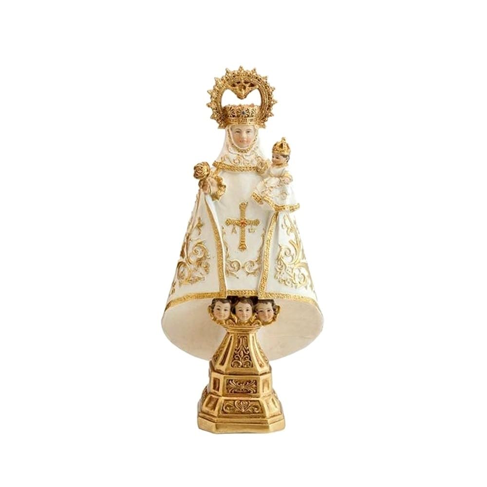 Virgen de Covadonga Figura Religiosa de 22 cm. Imagen Resina Manto Color Crema patrona de Asturias