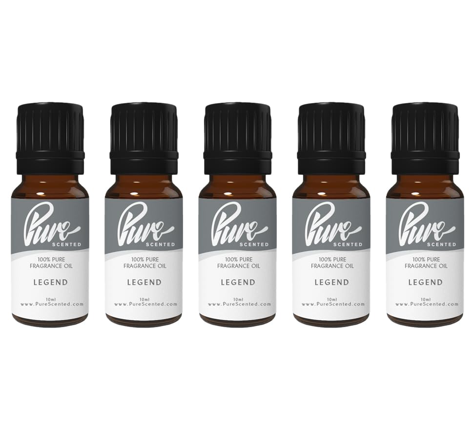 Pure Scented 50ml Fragrance Oils - 5 x 10ml Suitable for Candles, Soaps, Slime, Diffusers, Cosmetics, Wax Melts, Designer (5 x 10ml, Legend)