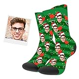 Lustige Socken mit Foto Gesicht Personalisiert Socken Unisex Erwachsene 32/36/41 Lässige Socken mit Ihr eignen Foto, bunten Farben und süße Herzen Funny Weihnachten Geschenk für Frauen Männer Freunde