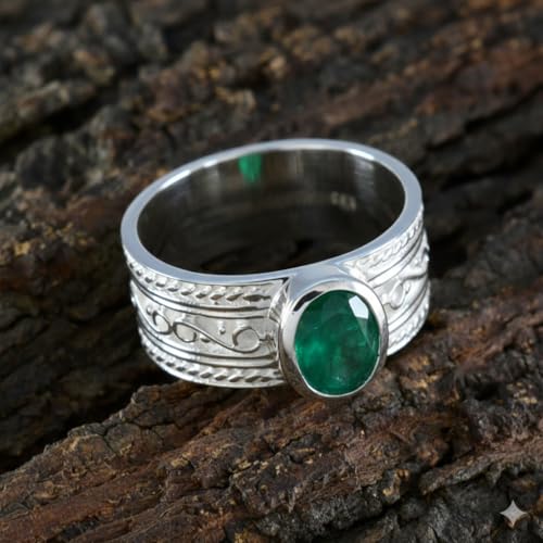 Image of 55Carat Choose Your Color Genuine Gemstone Sterling Silver Ring Band Vintage Handmade Jewelry Sizes 5-12