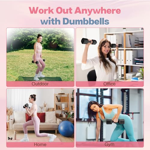 Image of kisnbld Adjustable Dumbbell Set of 2, 4 in 1 Free Weights Dumbbells Set for Women with Fast Adjustment, Each 2lb 3lb 4lb 5lb Hand Weights Set for Home Gym & Outdoor Exercise Training