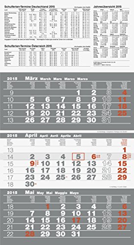 Baier & Schneider Monats-Wandkalender Dreimonatskalender, 300 x 540 mm