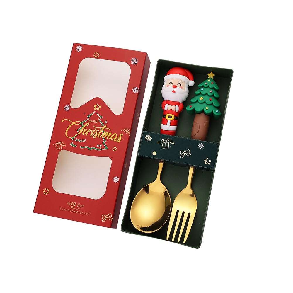 MALSSE Christmas Themed Cutlery Set 410Stainless Steel Spoon and Fork Festival Dining Accessories for Various Occasion Dining Festival Accessories