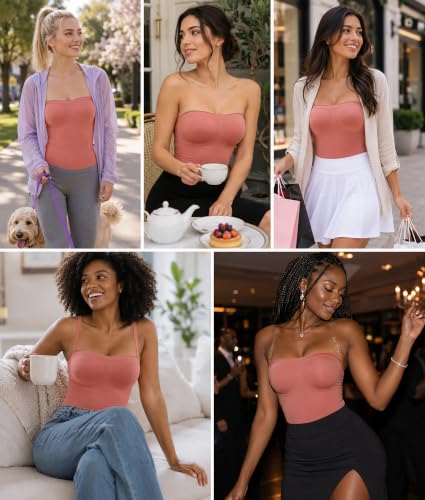 Image of SHAPERX Strapless Shortie Bodysuit for Women Tummy Control Shapewear Seamless Sculpt Body Shaper with Removable Straps