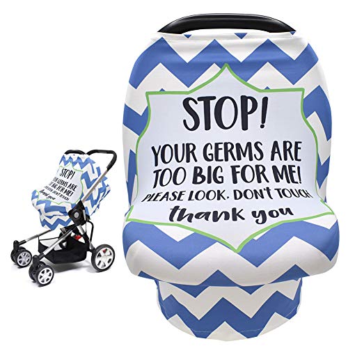 Image of Metplus Stretchy Infant Car Seat Canopy, Metplus Baby Carseat Cover, Soft Nursing Breastfeeding Cover, Multi Use Newborn Carrier/Stroller/Shopping Cart, Boy Girl Shower Gift - No Touch Sign