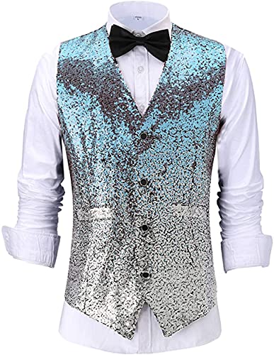 Men's Suit Vest Sequin Gradient Color Evening Party Waistcoat Fashion