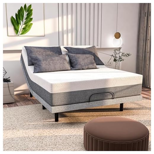 Renanim Adjustable Bed Frame with 12" Mattress Included Electric Massage - USB, Under Bed Light, Luxury Cooling Gel Memory Foam Mattress, App Control, Zero Gravity, Head and Foot Incline Base Twin XL
