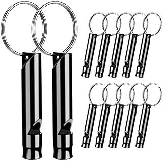 Aster Aluminum Emergency Whistles with Lanyard Safety Survival Whistle for Hiking Camping Training Outdoors Sports 12 Pieces