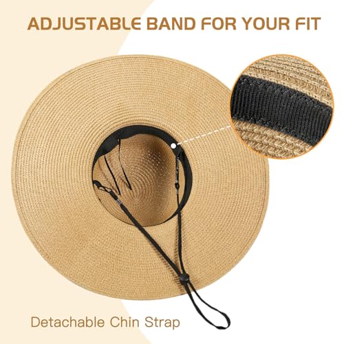 Image of Beach Hat for Women, Wide Brim Sun Straw Hats for Women, Sun Hat Womens UPF 50+ UV Protection, Floppy Foldable Summer Hats
