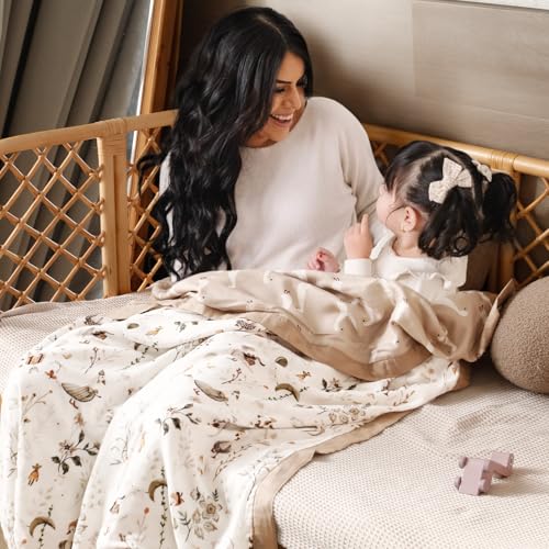 Image of GRSSDER Cotton Muslin Quilt Blanket - Silky Soft and Breathable Kids' Throw Blanket, Oversized Muslin Blankets for Newborns, Toddlers & Kids, 6 Layers Reversible Design for All Seasons, 55 inch x 69 inch