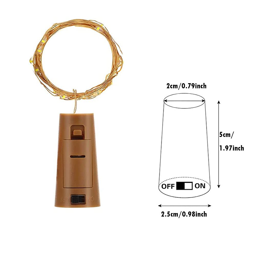 Luces LED para botella con corcho, luces de hadas de vino con pilas, con 20 ledes de alambre de cobre de 2 m para dormitorio, fiestas, bodas, decoración de Navidad y día festivo 13 piezas