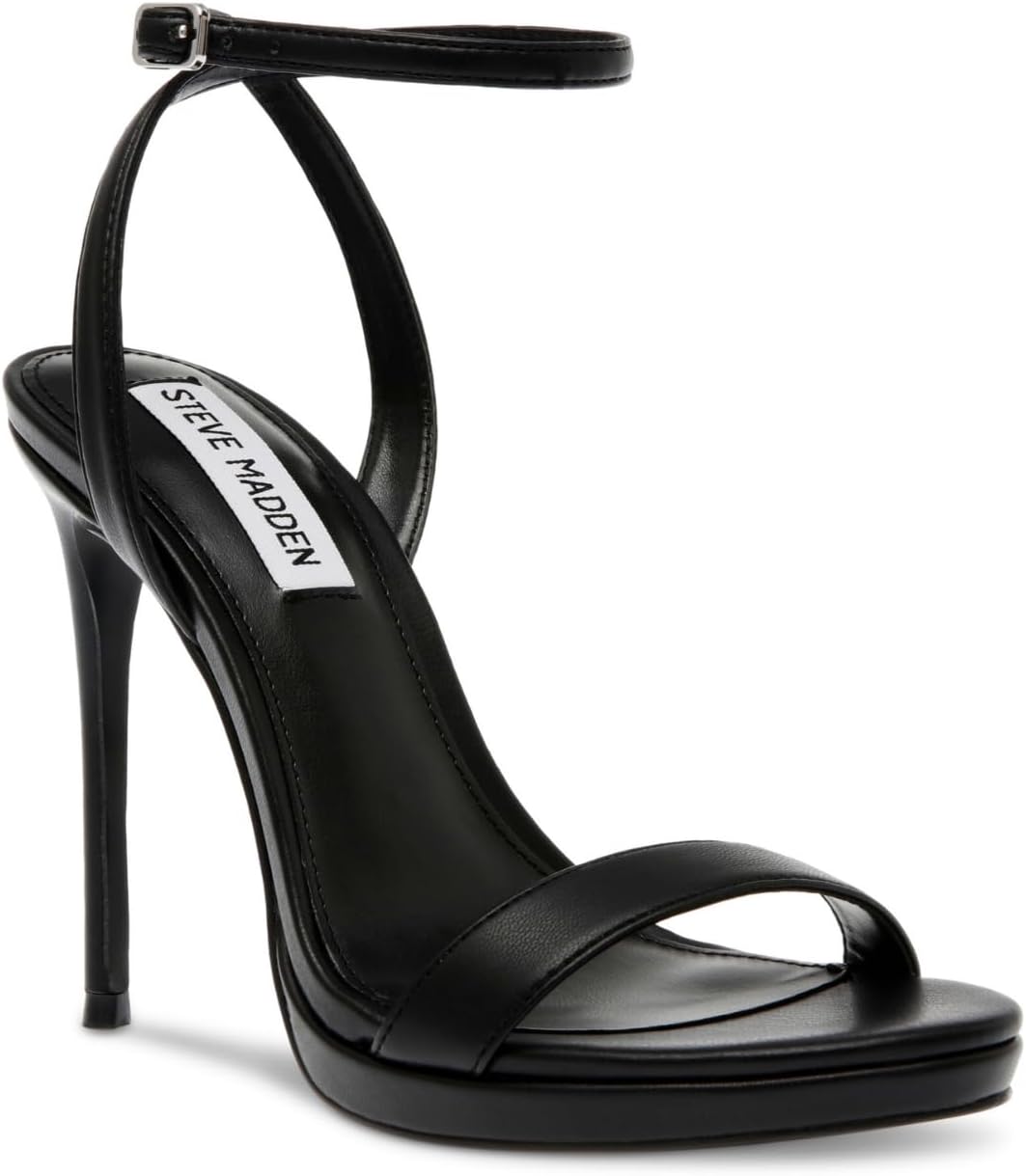 Steve Madden Wafer 4.5 inch High Heels for Women - Women's Open Toe Stiletto Heels with Ankle Strap