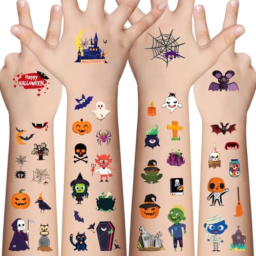 Halloween Tattoos Kinder - 360 Stücke Halloween Süßes oder Saures Temporäre Tattoo für Jungen Mädchen,Feiertage Preise Verschiedene Goodies Party Gefälligkeit für Kinder Goody Bag Stuffers 20 Blätter