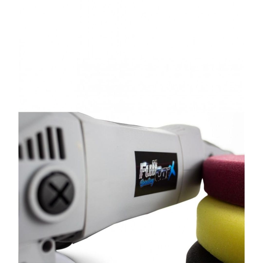 AutoFullCar - Pulidora Orbital Pro FullCarX - Excentricidad 21mm - Potencia 810W - 6 Velocidades Variables - 1000RPM-4800RPM - Base 150mm - Mango Desmontable/Mango Lateral - Cable Longitud 3m