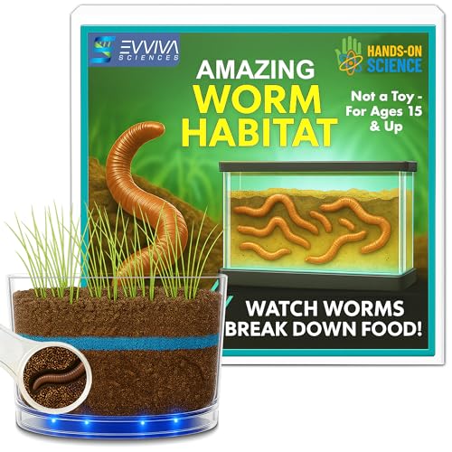 ES EVVIVA SCIENCES Worm Habitat Kit - Transparent Ecosystem Learning Container for Worm Observation and Soil Layer Studies - Composting Science Projects and Lab Use - Intended for Ages 15 & Older