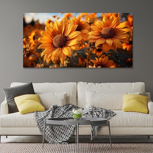 Tableau tournesol avec cadre interne pour chambre à coucher moderne - 2