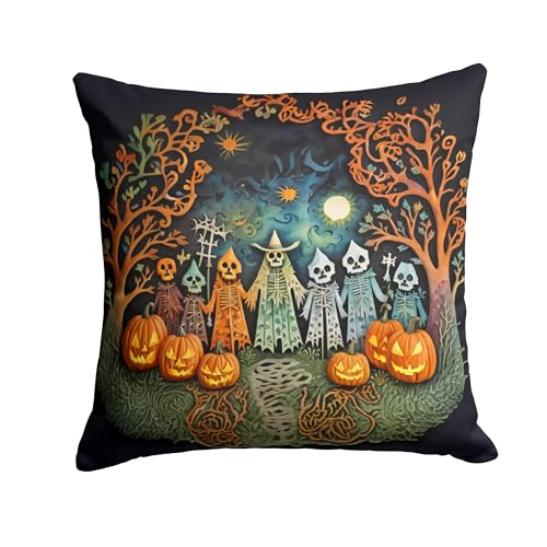 Caroline's Treasures DAC2264PW1414 Papel Picado Skeletons Spooky Halloween Throw Pillow Machine Washable, Indoor Outdoor Decorative Pillow for Couch, Bed or Patio, 14Hx14W