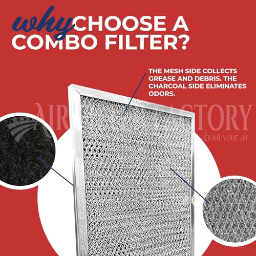 Air Filter Factory Replacement For Broan Nutone QT2000 WA6500, 99010317, BPQTF, WA65F, S99010317 Aluminum Mesh Charcoal Combo Filter