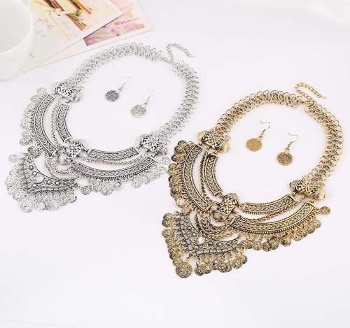 Collier ras du cou avec pièce sculptée exagérée et boucles gitanes - 3