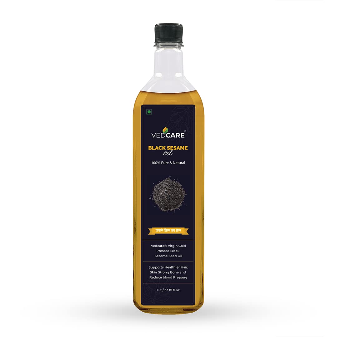 Vedcare Virgin Cold Pressed Black Sesame Seed Oil/Til ka Tel for Cooking, Diet, Hair & Body Massage (1 Liter) (B0BY6PM32K) Amazon Price History, Amazon Price Tracker