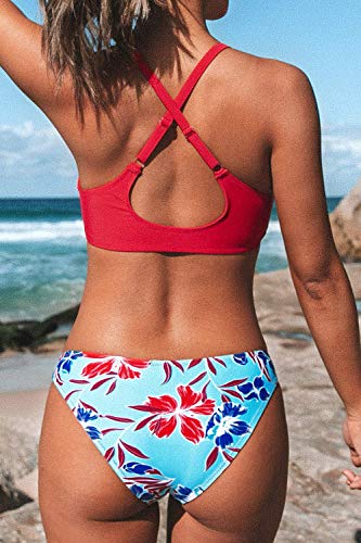 CUPSHE-Damen-Bikini-Set-Knot-Triangel-Bikini-Swimsuit-Low-Rise-Bademode-Zweiteiliger-Badeanzug