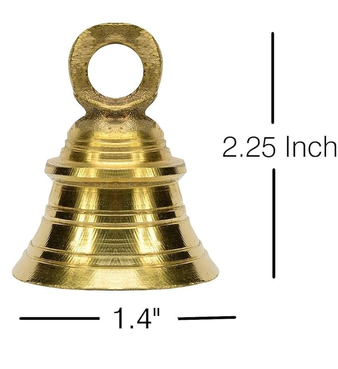 Image of UAPAN Brass Hanging Bell for Festival Home Decoration with J Hook Medium (Pack of 10)
