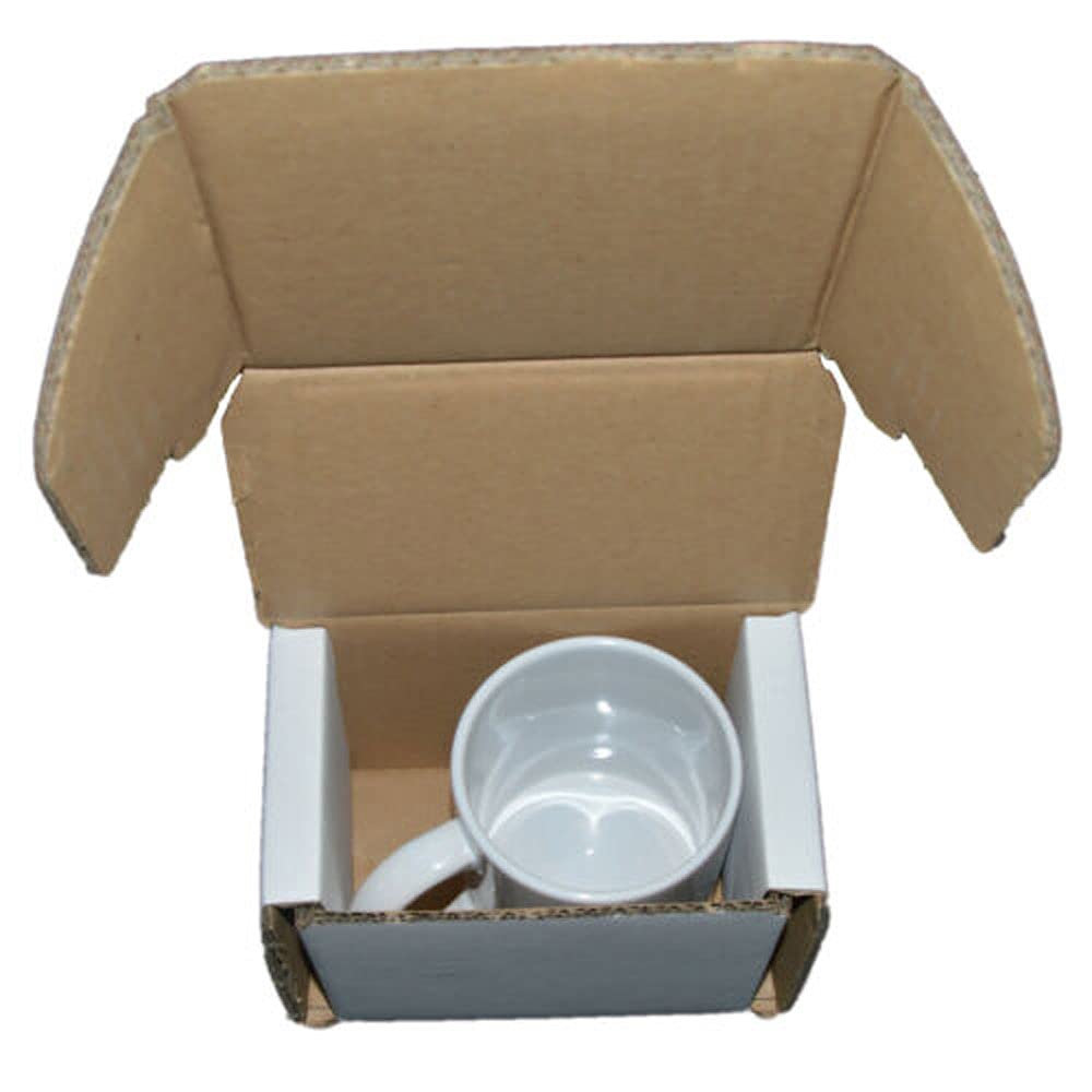 Yoshome 100x White Cardboard Mug Boxes, Smash Proof, Postal Gift Box, Fits Standard 10oz/11oz Mugs