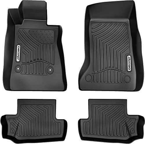 OEDRO Floor Mats Compatible for 2016-2023 Chevrolet Camaro, Unique Black TPE All-Weather Guard Includes 1st and 2nd Row: Front, Rear, Full Set Liners