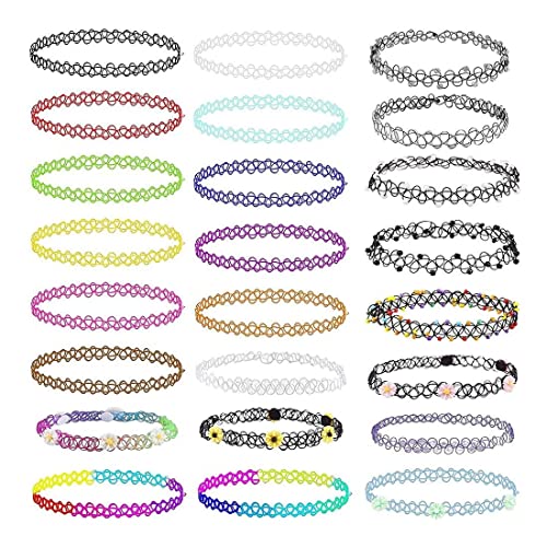24pcs Collier Choker Collier Élastique Chaîne...